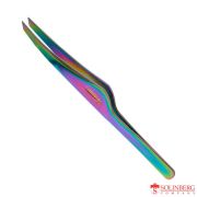 Пинцет для бровей Solinberg G808, (ручная заточка) радужный, наклонное окончание с четкими гранями