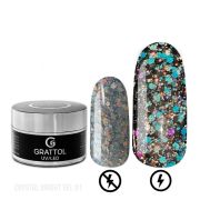 (15 мл) Гель с светоотражающим крупным глиттером Grattol Gel Crystal Bright 01
